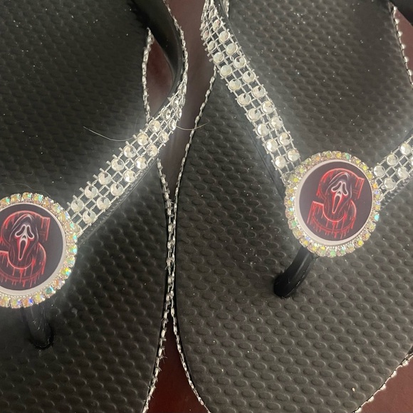 Black Rhinestone Flip Flops - Picture 1 of 1